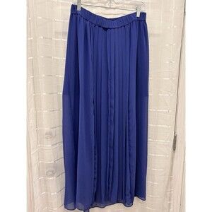 Mossimo Blue Pleated Chiffon Maxi Skirt Womens Medium Elastic Waist Flowy Lined